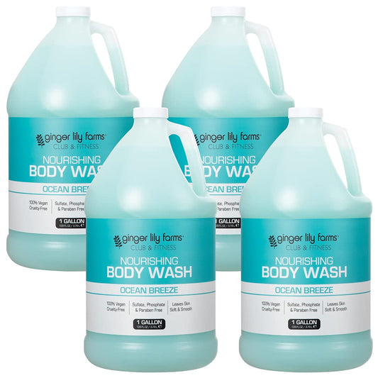 Ginger Lily Farms Club & Fitness Nourishing Body Wash, 100% Vegan & Cruelty-Free, Ocean Breeze Scent, 1 Gallon Refill (Pack of 4) Beauty & Personal Care Ginger Lily Farms
