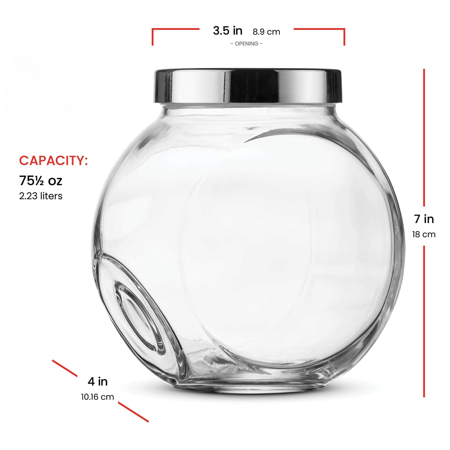 Bormioli Rocco Pandora Glass Candy Jar 75½-Ounce Cookie Jar with Plastic Airtight Seal Lid 2-Way Display, Bulk-Food Storage Jar for Snacks, Dry Food…