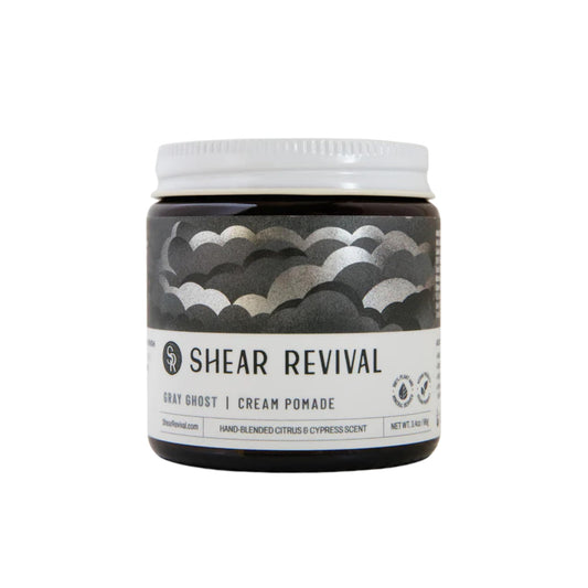 Shear Revival Gray Ghost Cream Pomade for Men & Women - Vegan, Strong Hold, Matte Finish Hair Styling Cream, For All Hair Types, 100% All Natural