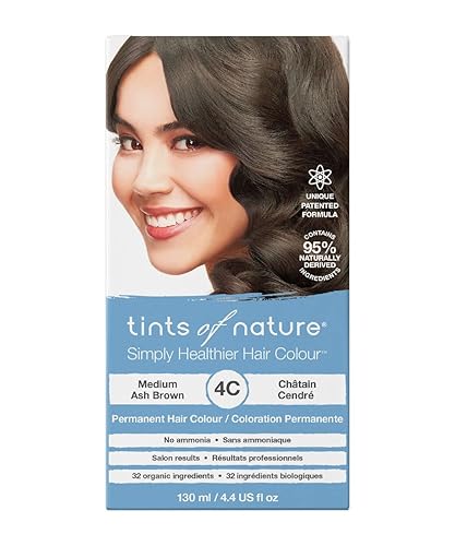 Tints of Nature 4C Medium Ash Brown Permanent Hair Dye, Nourishes Hair and Covers Greys, Ammonia-Free, 4.4 fl oz