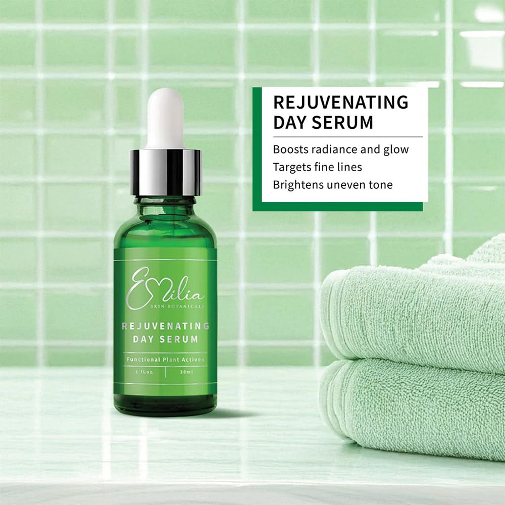 Emilia Skin Botanicals Rejuvenating Day Serum - Ceramides, Hyaluronic Acid & Vitamin C | Hydrating, Brightening & Anti-Aging Serum for Sensitive
