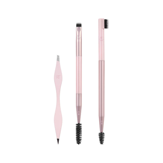 Real Techniques Brow Shaping Set, Spoolie, Tweezers & Brow Brushes, Dual-Ended Tools, For Styling, & Shaping Eyebrows, Get Full, Fluffy Brows Beauty & Personal Care Real Techniques