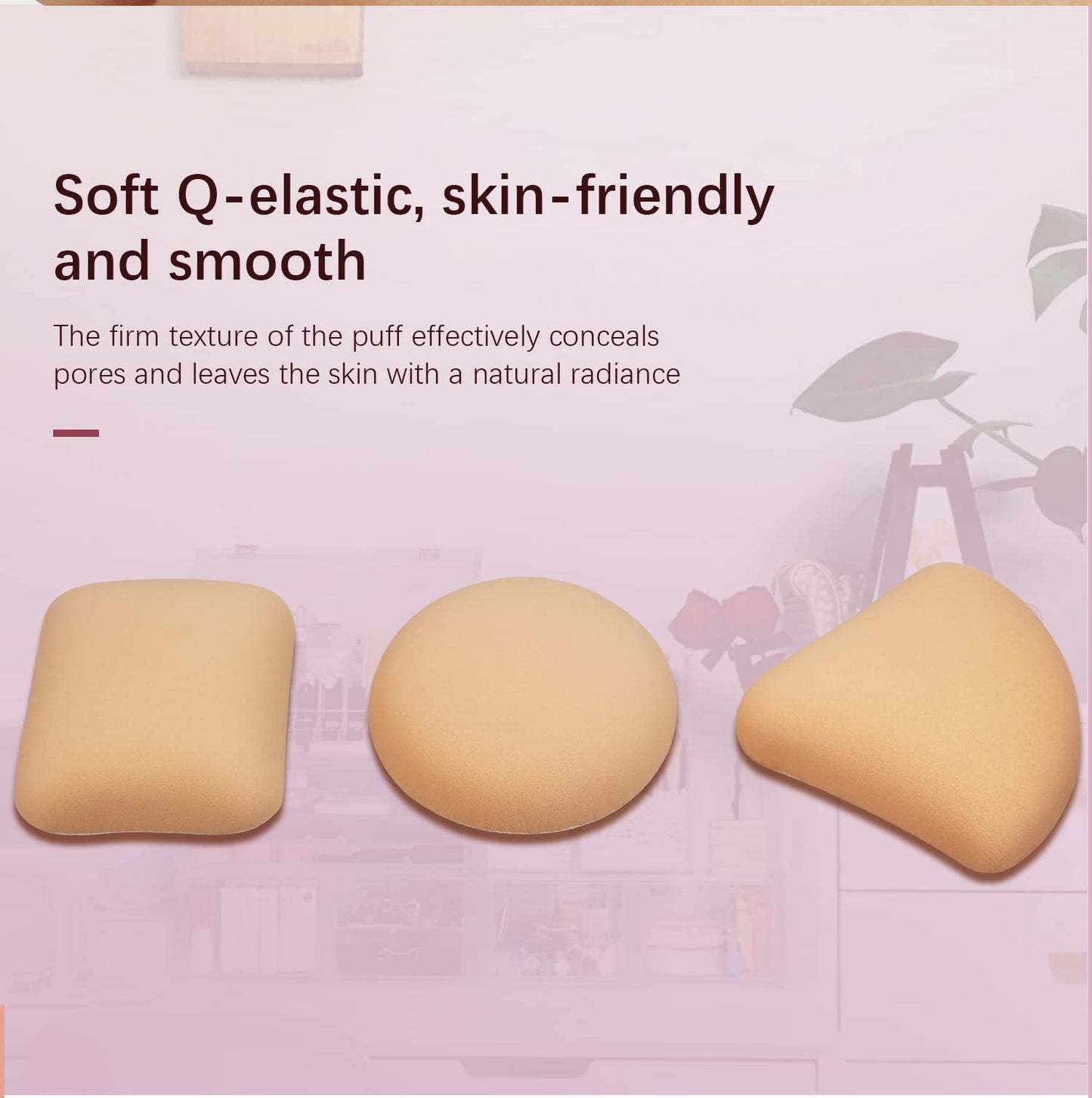 HUIJIN 3 Pcs Powder Makeup Puffs, Air Cushion, Rectangular, for Wet & Dry Beauty Makeup Tool with Foundation Make-up Brush, Combination Skin, Face