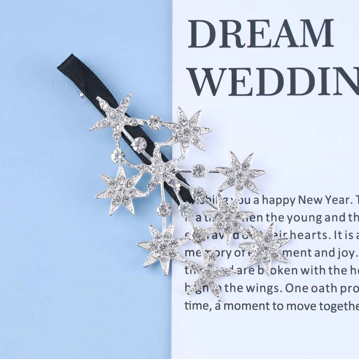 Yheakne Crystal Rhinestone Bling Hair Accessories: Decorative Star Barrette, Hair Pin, and Headpiece for Women and Girls (Silver)