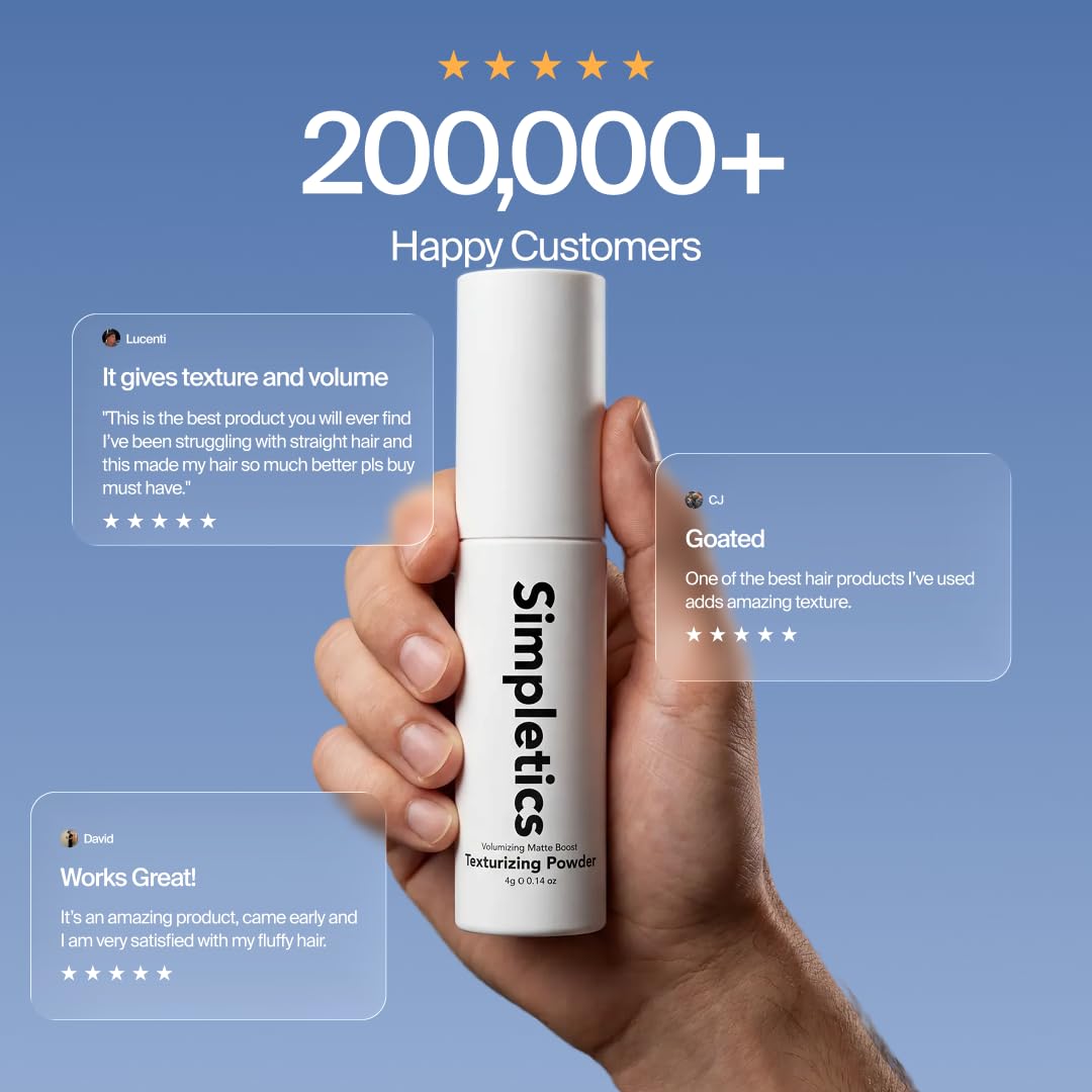 Simpletics Texturizing Powder 4g - All Natural, 4 Ingredient Nourishing Formula with Rice Starch - Chemical Free - Gives Volumized, Texturized, Matte