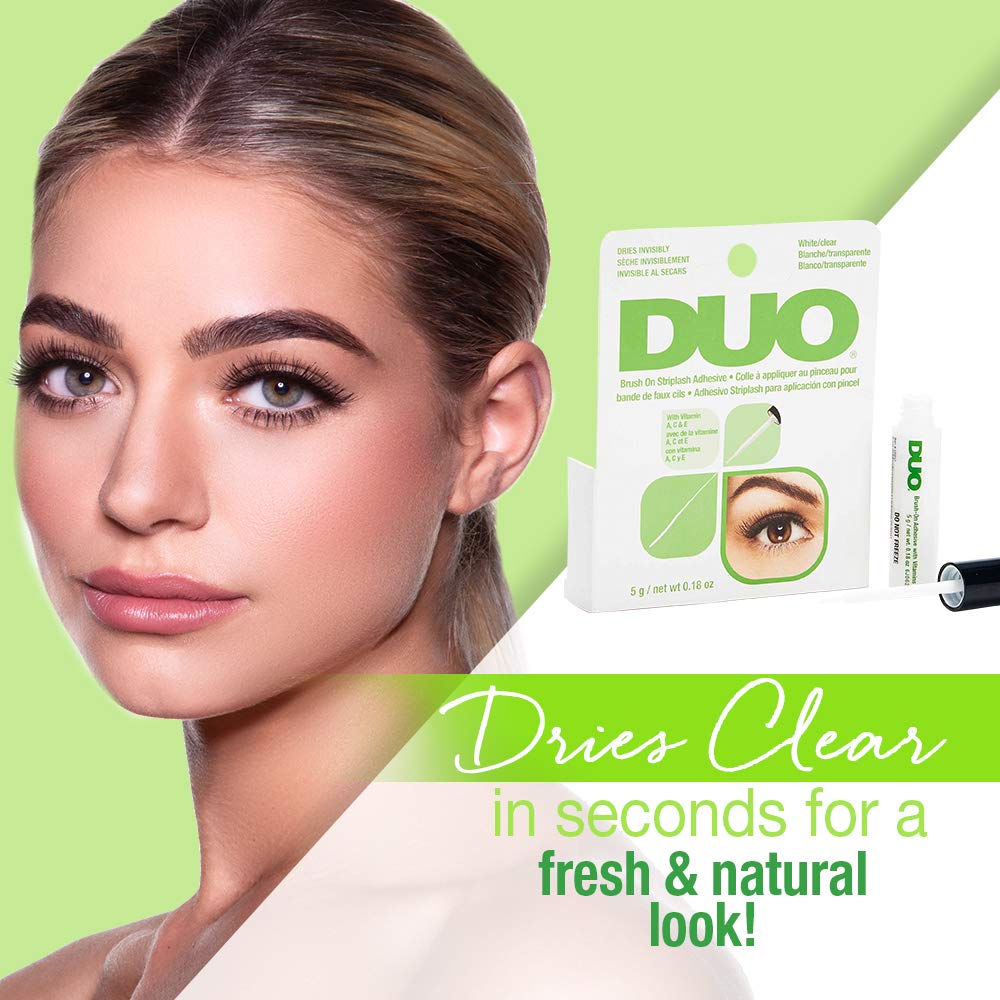 DUO Brush-On Clear Lash Glue -Waterproof Strip Lash Adhesive with Vitamins A, C & E, Long Lasting Eyelash Glue, 0.18 oz, 1 Pack Beauty and Personal Care DUO