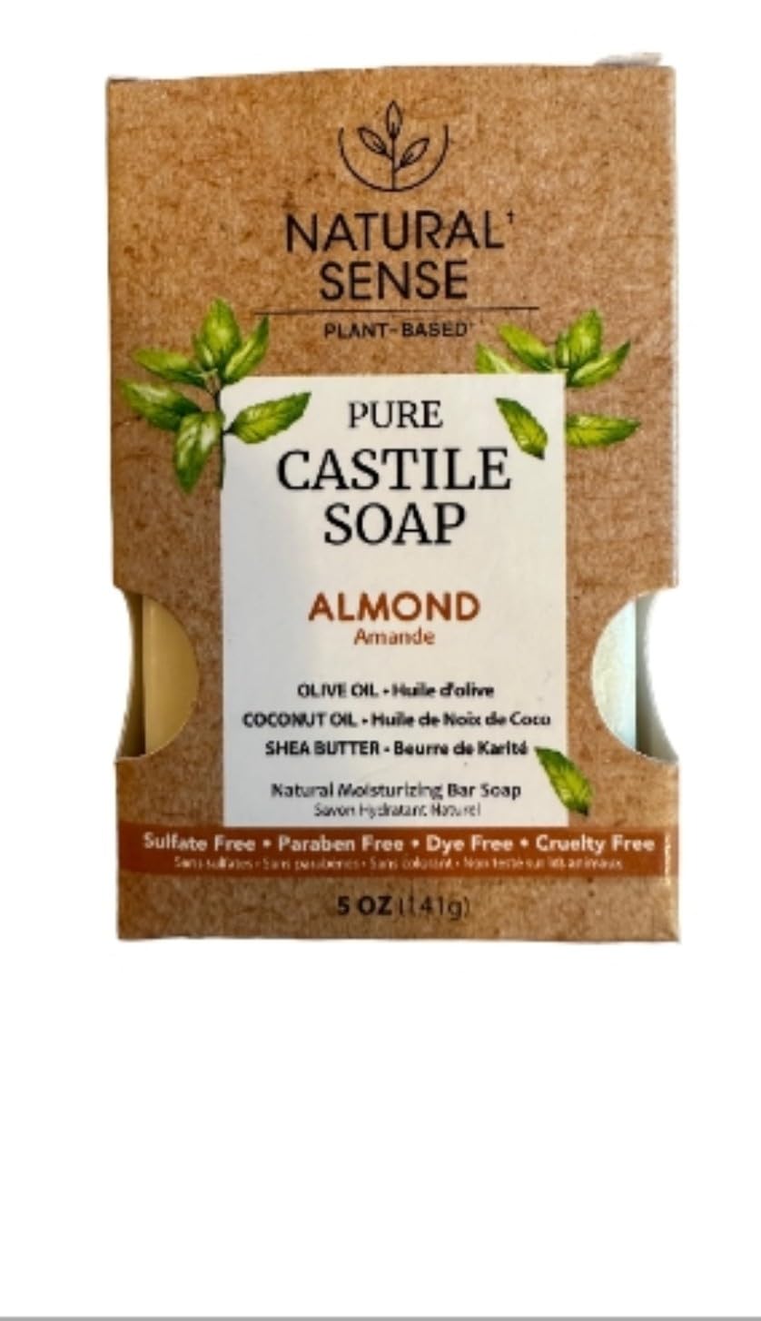 Natural Sense Plant-Based Pure Castile Soap, ALMOND, Sulfate-Free, Paraben-Free, Dye-Free, w/Olive & Coconut Oil and Shea Butter, 5 oz Beauty & Personal Care Natural Sense