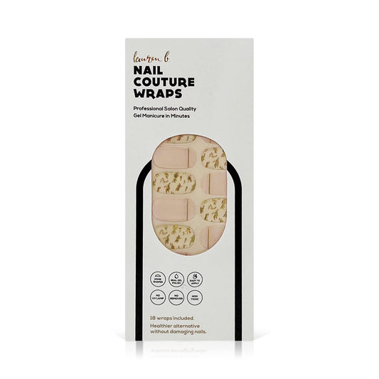Gel Nail Polish Wraps by Lauren B. : Strips : Long Lasting : chip resitant : UV Free :Contains 18 Wraps 2 prep Pads 1 File 1 Cuticle Pusher (Gold Leaf Beauty & Personal Care Lauren B. Beauty
