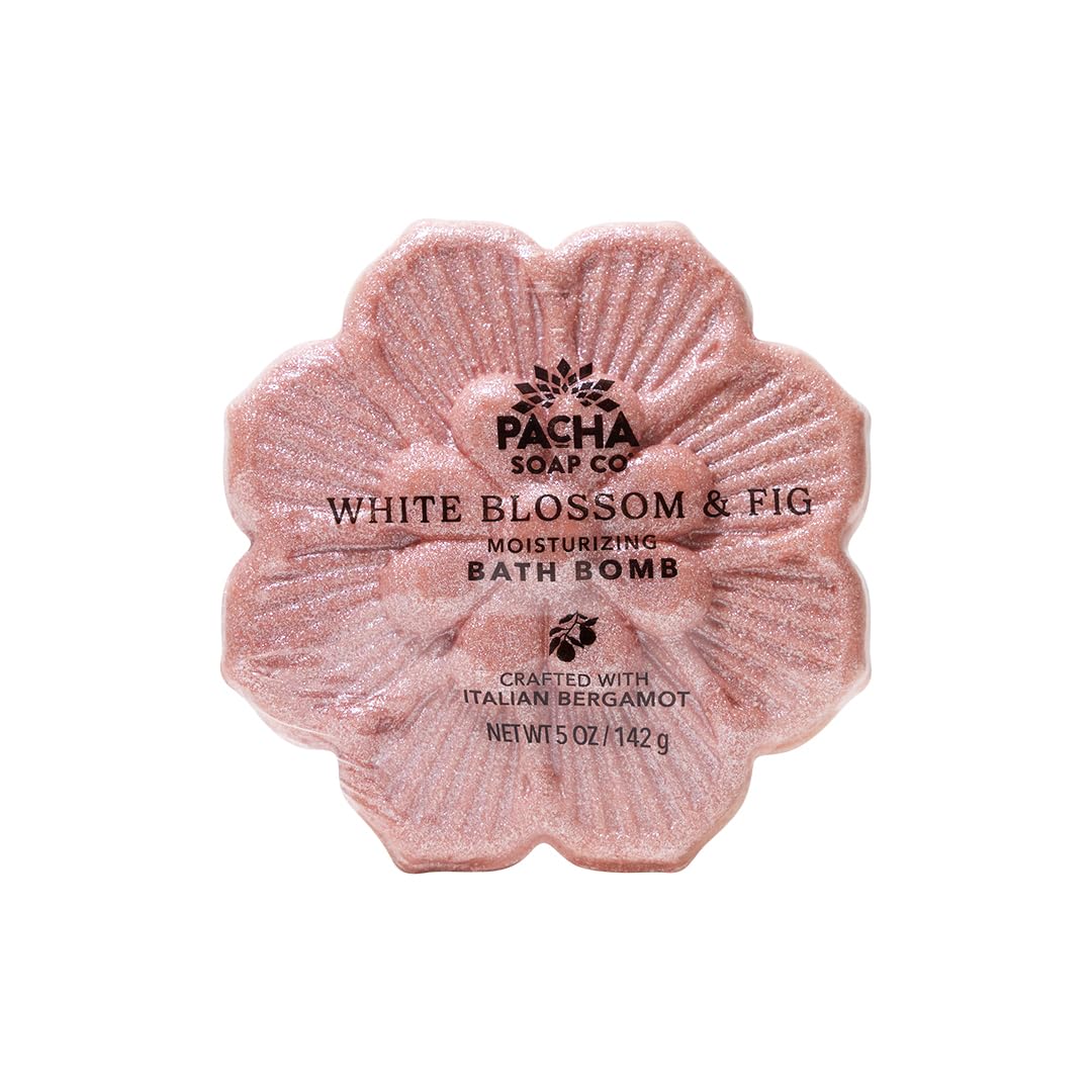 Pacha SOAP Bath Bomb 3 Pack | Nourishing, Moisturizing, White Blossom & Fig, Clean Ingredients & Handcrafted in The USA, 5 oz Each