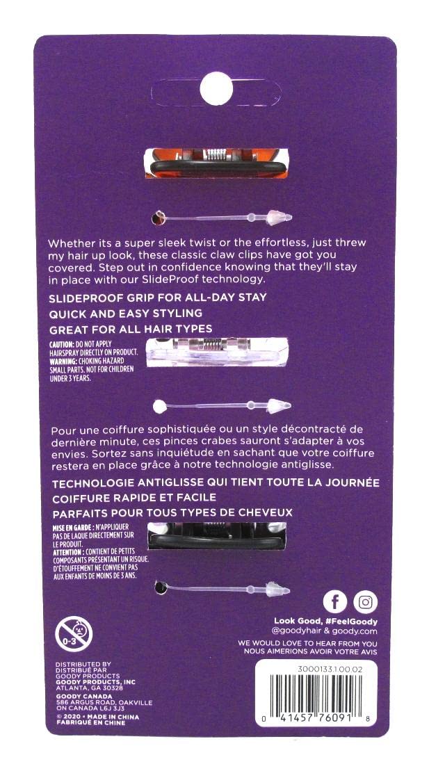 Goody Classics Spider Hair Claw 3 Count (Pack of 3)