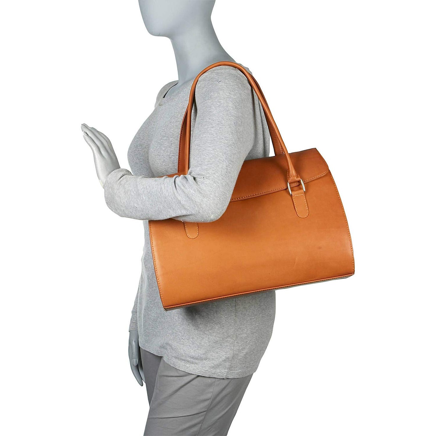 Piel Leather Ladies Computer Portfolio, Saddle, One Size