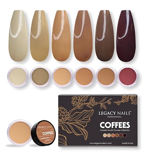 Legacy Nails Professional COLLECTION Acrylic Powder Kit 6 Colors Nail Art Set for Manicure DIY for Dip & Acrylic Nail Extensions (COFFEES COLLECTION) Beauty & Personal Care LEGACY NAILS