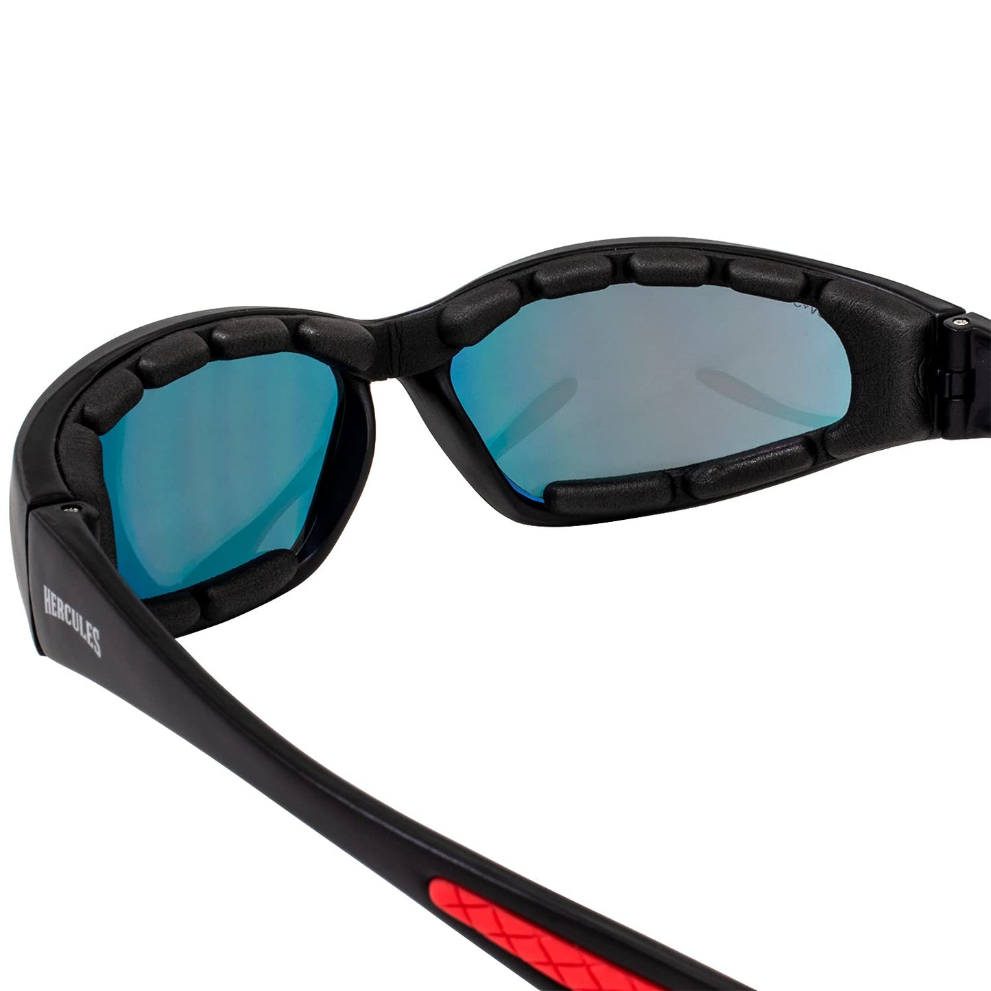 Global Vision Hercules Plus Safety Sunglasses 2 Pair Black Frames G Tech Red + Blue Mirror Lenses Lenses