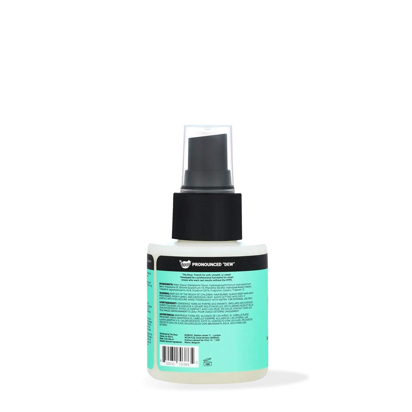 The Doux SILENT TREATMENT Anti-Frizz Heat Protectant Spray for Curly Hair - 30-Day Humidity Shield Hairspray with Keratin & Corn Starch - Travel Size