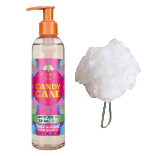 Tree Hut Candy Cane Shave Oil Set! Includes Shave Oil and Loofah! Formulated With Peppermint and Vanilla Bean! Ultra Hydrating and Exfoliating Beauty and Personal Care P P