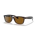 Ray-Ban RB2132 New Wayfarer Square Sunglasses, Yellow/Brown Tortoise/CRYstal Brown, 52 mm
