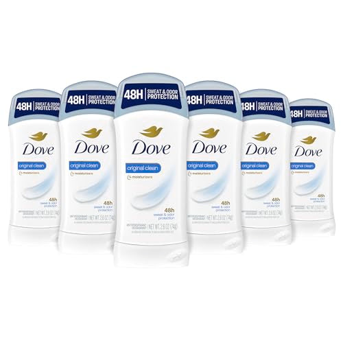 Dove Invisible Solid Antiperspirant Deodorant Stick for Women, Original Clean, For All Day Underarm Sweat and Odor Protection 2.6 oz, Pack of 6 Beauty and Personal Care Dove