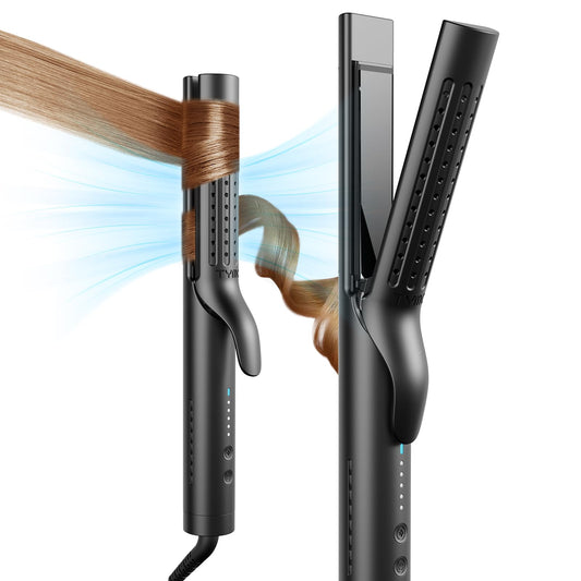TYMO Airflow 2.0 Curling Iron Flat Iron - Hair Straightener and Curler 2 in 1, 1.25 Inch Curling Wand for Long Short Hair, Dual Voltage for Travel, 54 Beauty and Personal Care TYMO Default Title