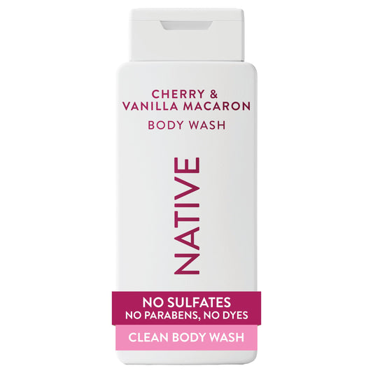 Native Cherry & Vanilla Macaron Scent 24-Hr Refreshing Clean Body Wash for Women & Men, All Skin Types Incl. Sensitive, Leaves Skin Feeling Clean
