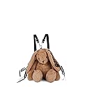 Dolls Kill Cuddly Bunny Plush Backpack by Current Mood - Brown, Faux Fur Backpack with Lace-Up Ribbon Ears, One Size