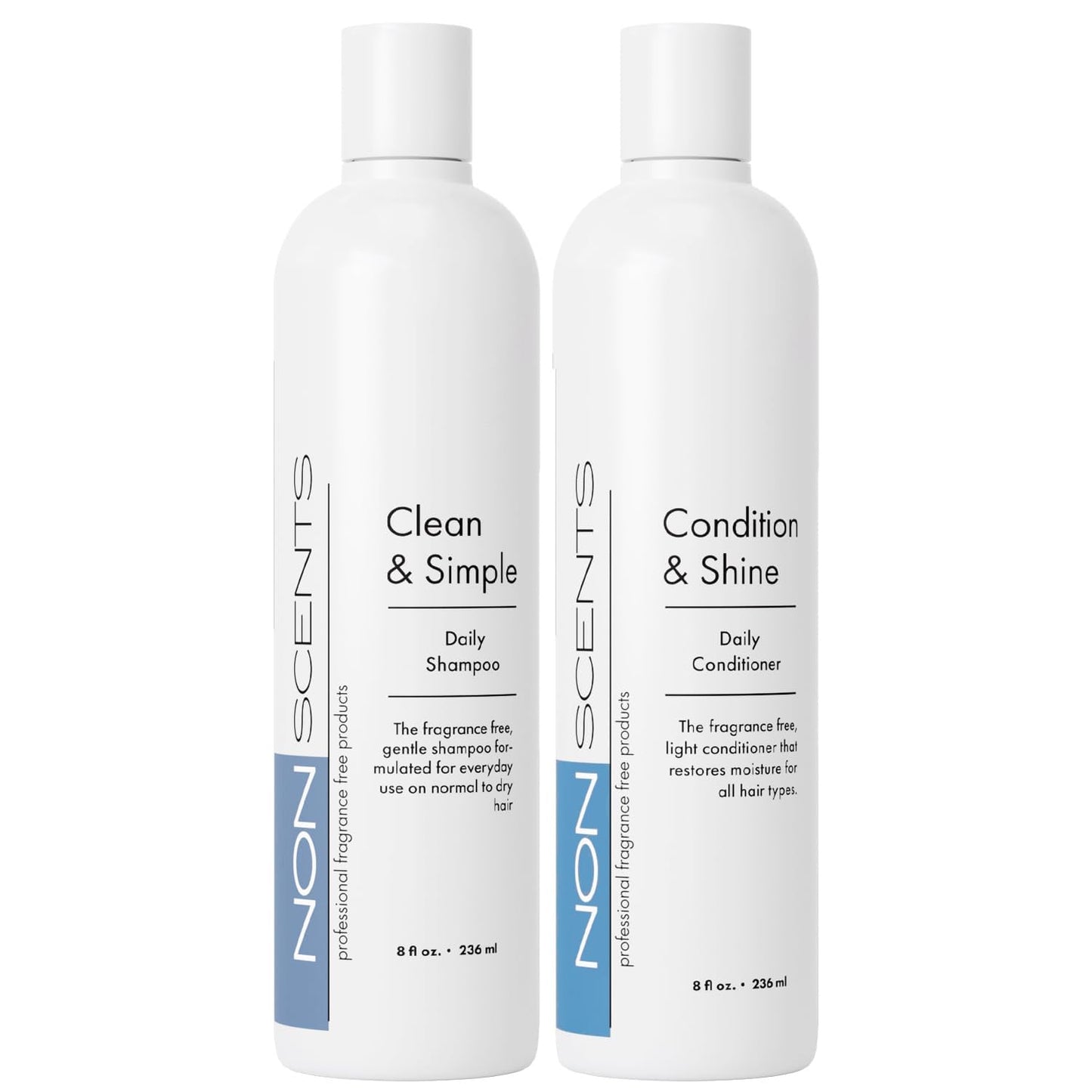 Nonscents - Fragrance Free Shampoo and Conditioner Set - Organic Formula - Hydrating Shampoo for Dry Hair, Moisturizing and Unscented Shampoo