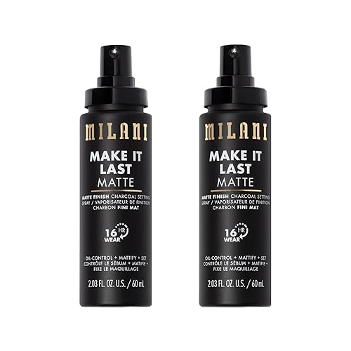 Milani Setting Spray + Primer, Make It Last Matte- Oil Absorbing Charcoal Formula to Control Shine, Matte Finish Setting Spray for Makeup and Primer