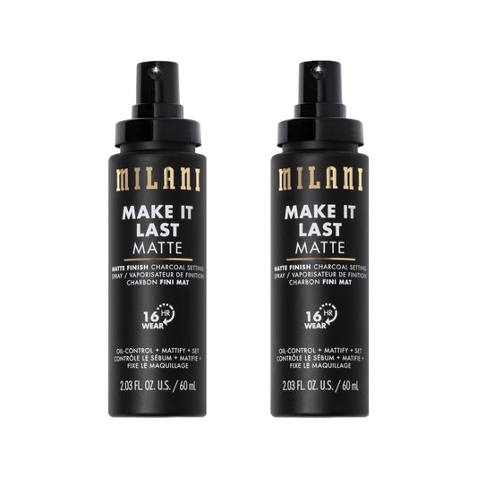 Milani Setting Spray + Primer, Make It Last Matte- Oil Absorbing Charcoal Formula to Control Shine, Matte Finish Setting Spray for Makeup and Primer