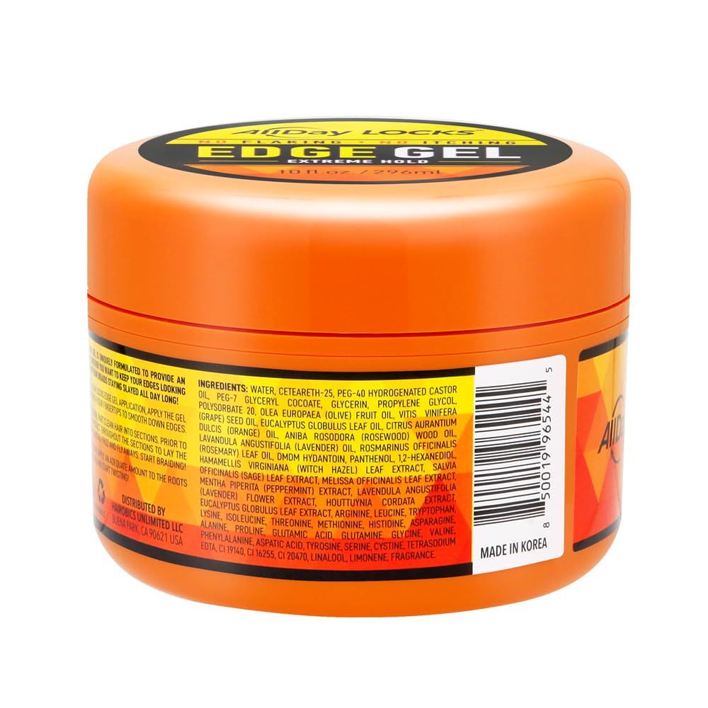 AllDay Locks Edge Gel Extreme Hold - Hair Gel for Maximum Control & Braiding, Natural Edge Lock & Fixer for Women & Men, Sleek Moisturizing Formula