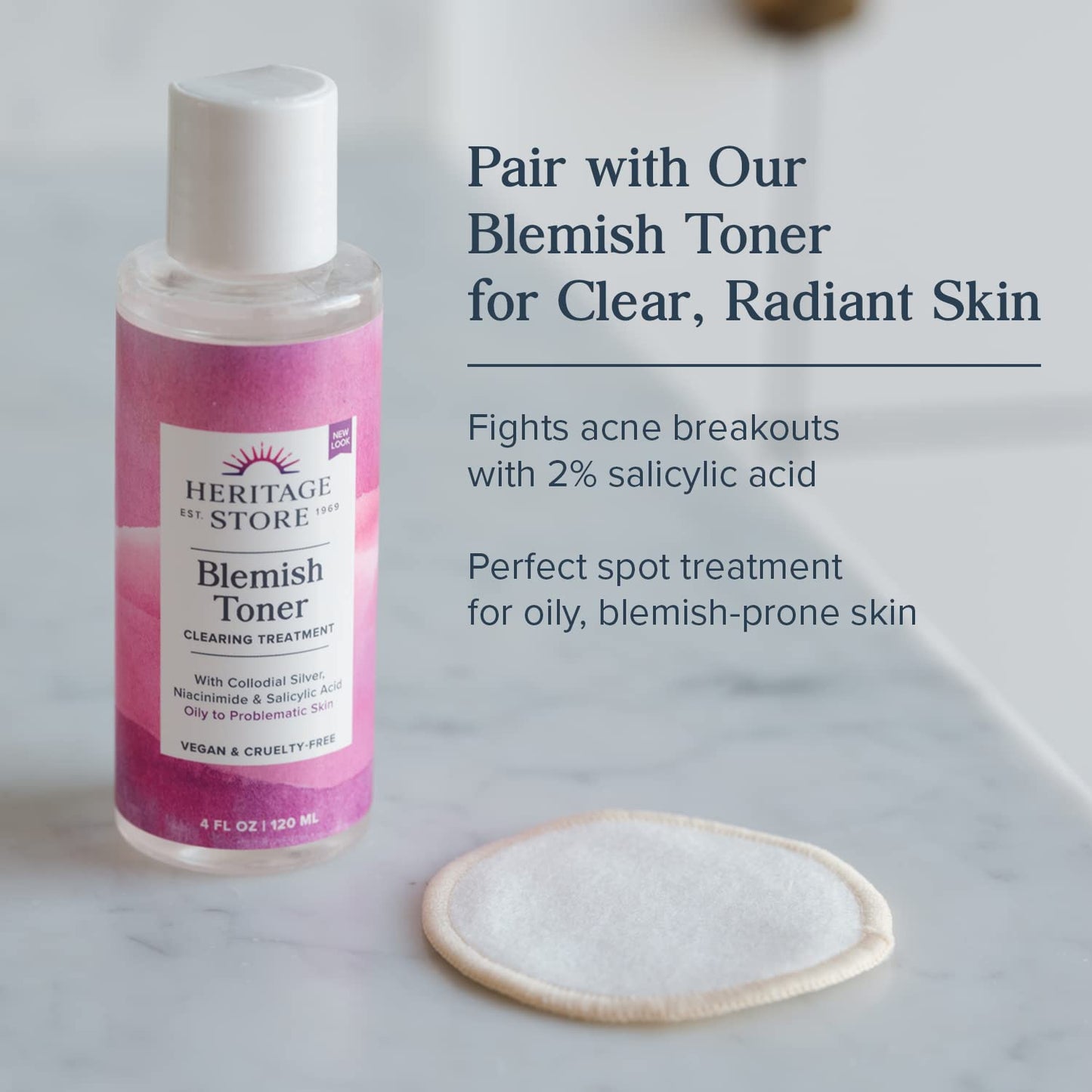 HERITAGE STORE Rosewater & Vinegar - Exfoliating Toner with Apple Cider Vinegar - Oily to Combination Skin - Refreshing Facial Mist Cleans, Refines