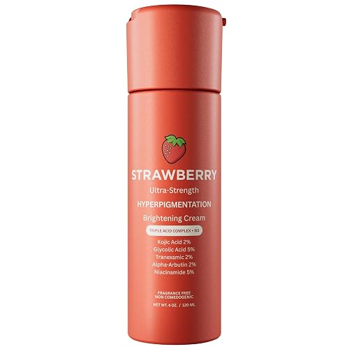 Strawberry® Brightening Hyperpigmentation Cream- Kojic Acid Cream - Skin Lightening Treatment with Glycolic - & Tranexamic Acid & Niacinamide