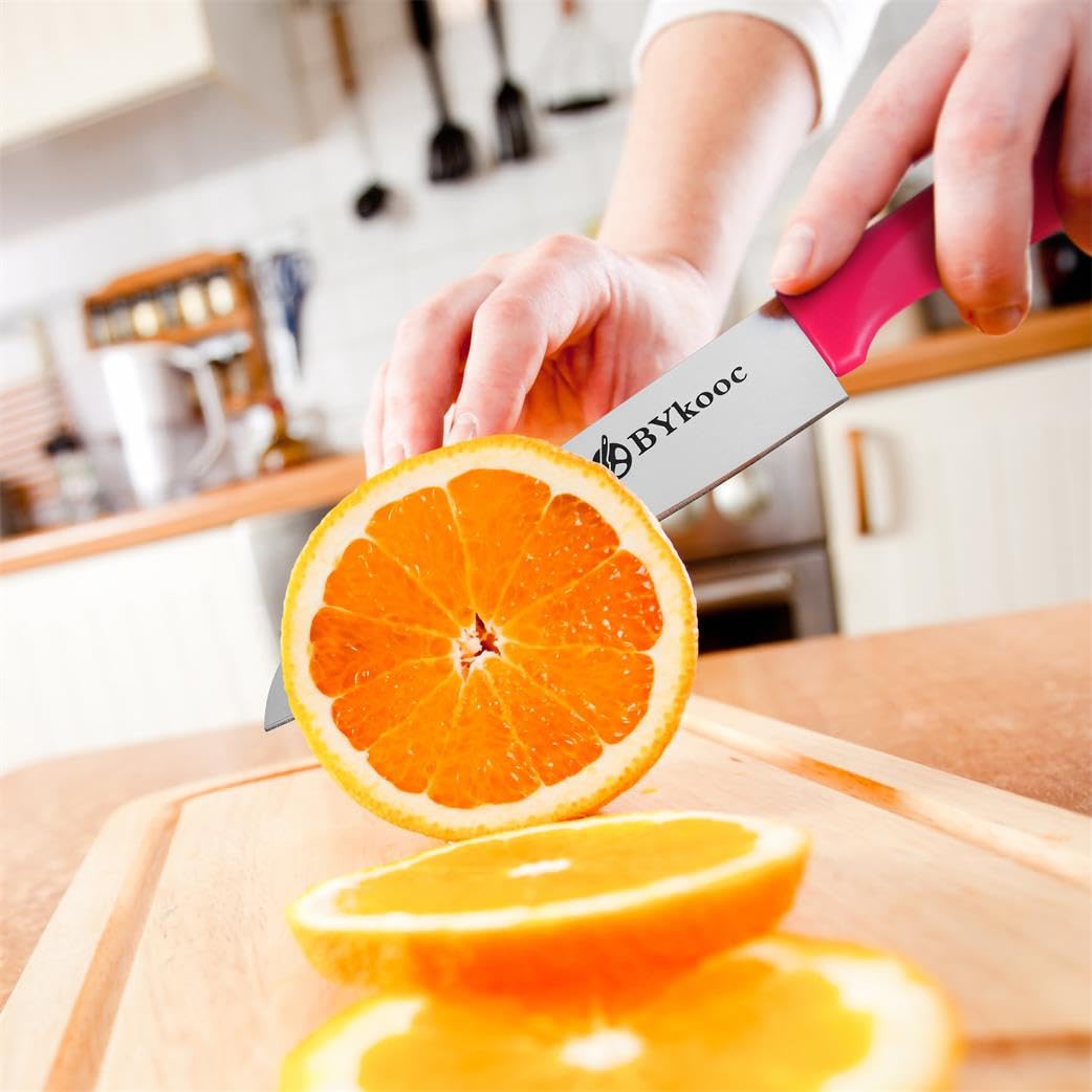 BYkooc 8-Pc Paring Knife Set – 4 Peeling Knives & 4 Sheaths, Ultra-Sharp German Steel Fruit & Veg Knives with Ergonomic Handles