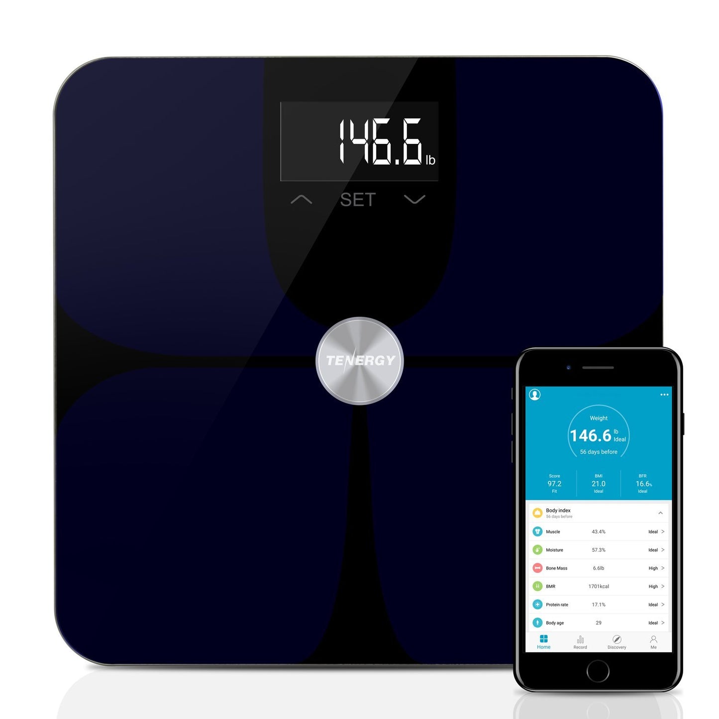 Tenergy Vitalis Body Fat Scale, High Precision BMI Scale, Wireless Bluetooth Body Scale with Large Display, Digital Weight Scale Max Weight 400 LBS…
