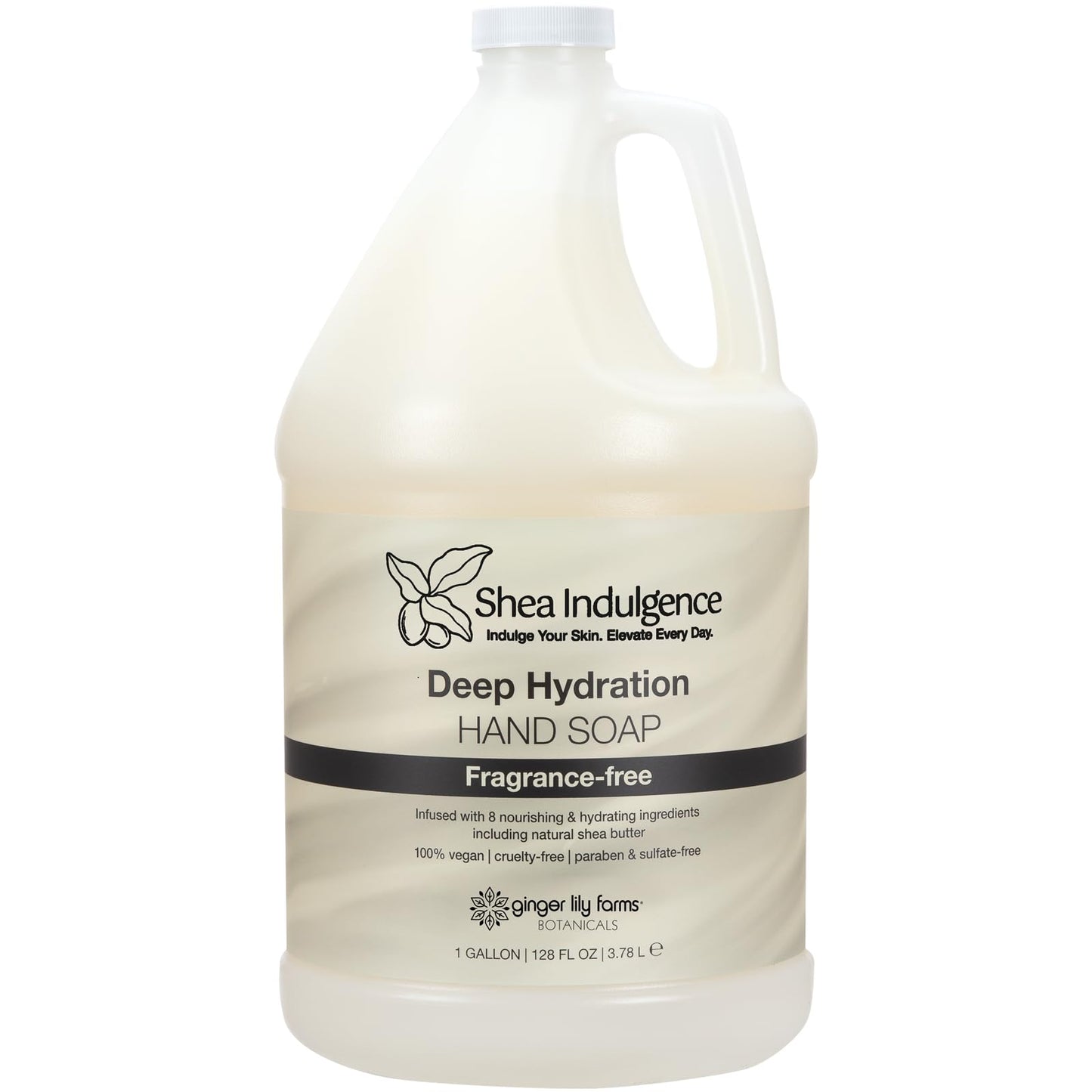 Ginger Lily Farms Botanicals Shea Indulgence Deep Hydration Liquid Hand Soap Refill, 100% Vegan & Cruelty-Free, Fragrance-Free, 1 Gallon (128 fl oz)