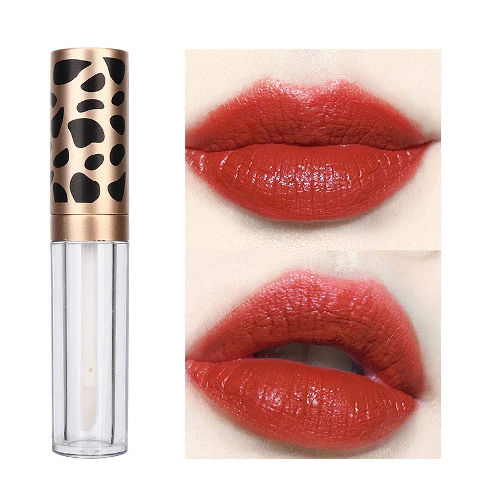 Qiterr 10PCS Empty Lip Gloss Tubes with Wand, Refillable Lip Gloss Containers, DIY Empty Lip Balm Tubes, Makeup Tool (5ML/PC Leopard Print Gold Ring)