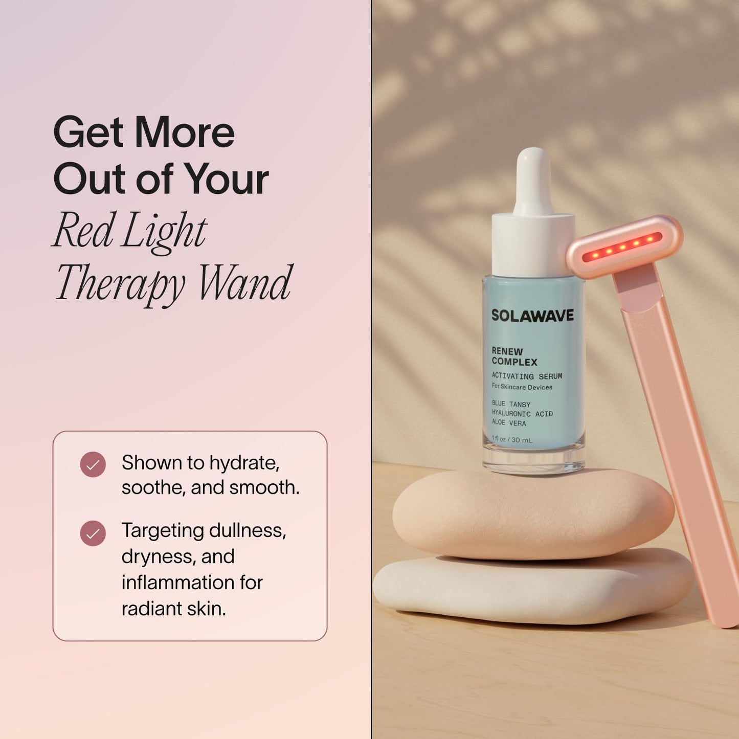 Solawave Renew Complex Red Light Therapy Activation Serum for Face & Neck | Pairs with LED Facial Wand Device | Hydrates & Plumps the Skin | Blue