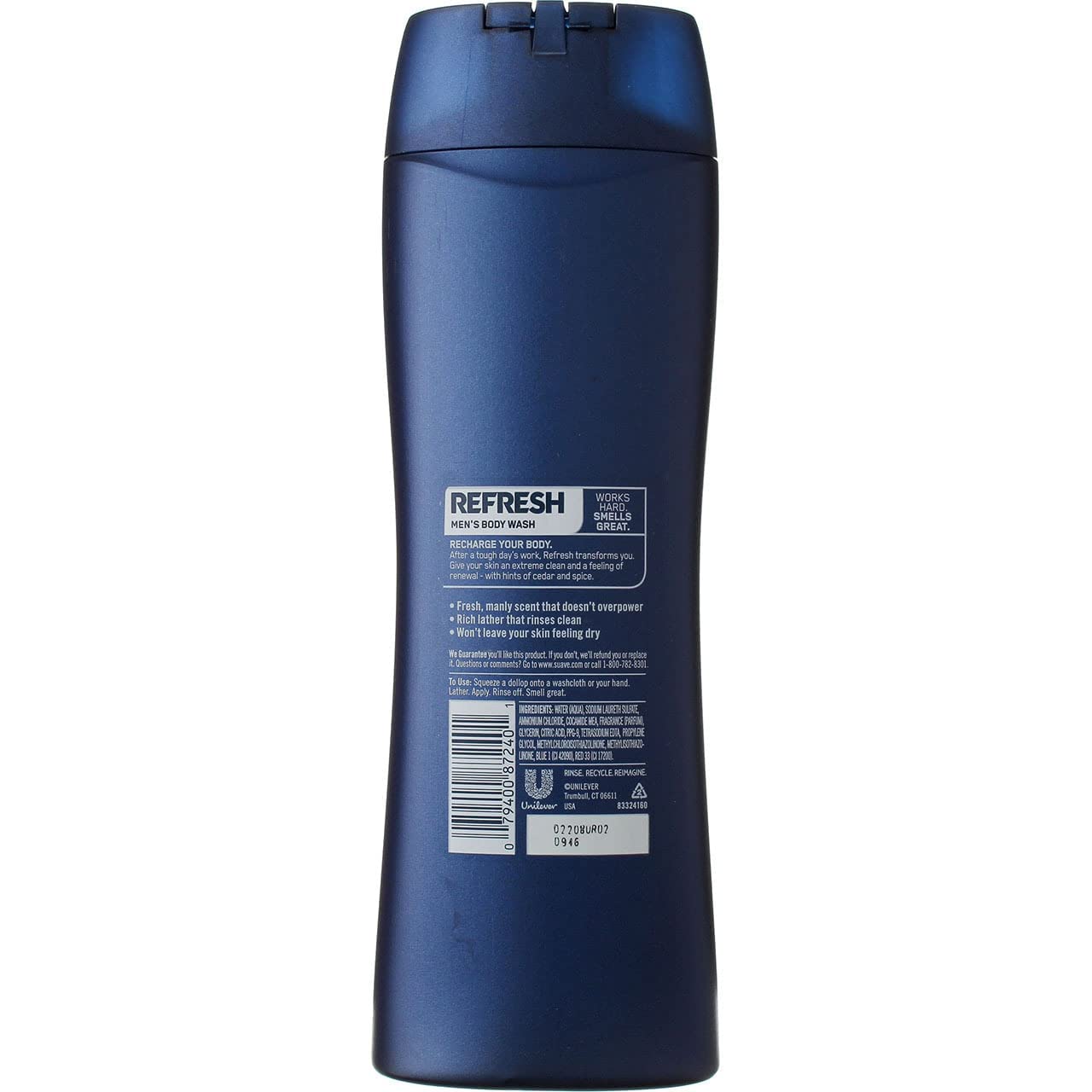 Suave Men Body Wash, Refreshing, 12 Fl Oz (Pack of 6)