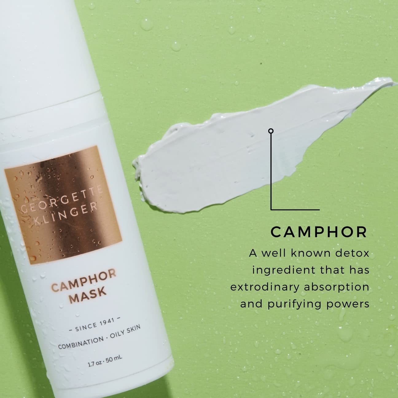 Georgette Klinger Camphor Mask - Mineral-Rich Clay Mask with Menthol & Vitamin E: Detoxify, Exfoliate, and Improve Skin Tone while Absorbing Excess