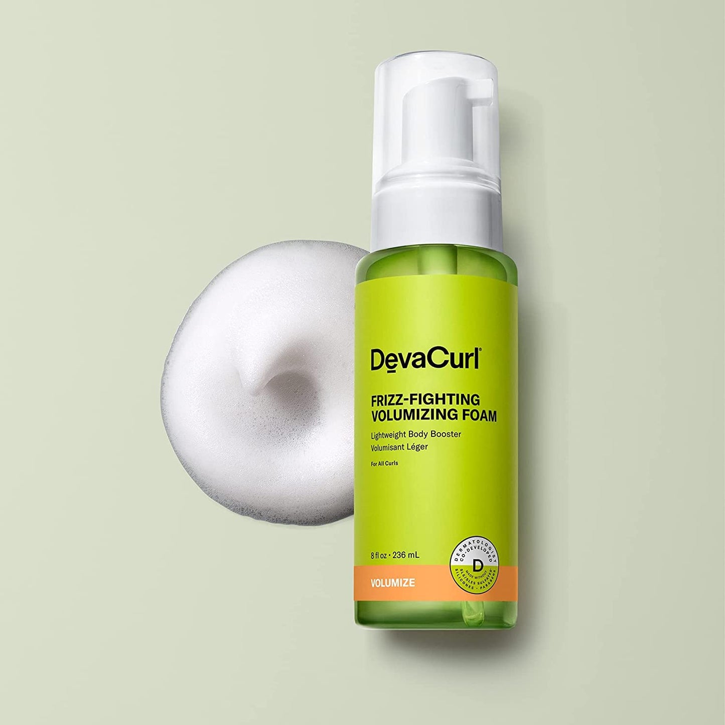 DevaCurl Frizz-Fighting Volumizing Foam Lightweight Body Booster | Adds Volume and Fullness | Up To 48 Hours Humidty Resistance | All Waves, Curls