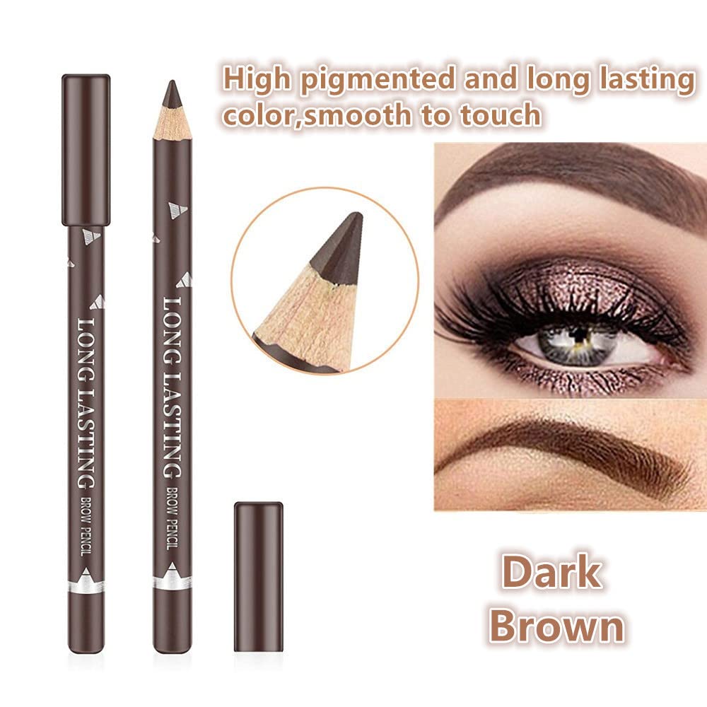 Go Ho 12 PCS Dark Brown Eyebrow Eyeliner Pencils,Sweatproof Eyebrow Pencil,Long-lasting Nice Color Eye Brow Gel Pen Makeup Brow Tint Sticks?Dark