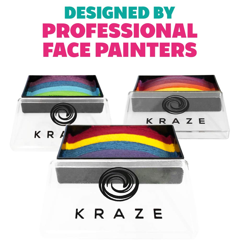 Kraze FX Domed 1-Stroke Split Cake - Sundown (25 gm), Professional Face and Body Painting, Hypoallergenic, Safe & Non-Toxic, Ideal for Fairs