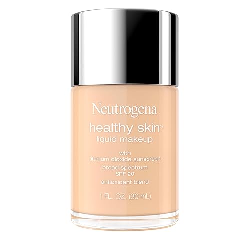 Neutrogena Healthy Skin Liquid Foundation Makeup Broad Spectrum SPF 20 Sunscreen, Medium Coverage, Vit B5, Antioxidants, All Day Wear, True Beige