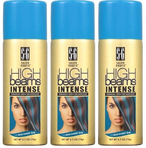 High Beams Intense Temporary Spray-On Hair Color - Headbangin Blue 2.7 oz (3 pack)