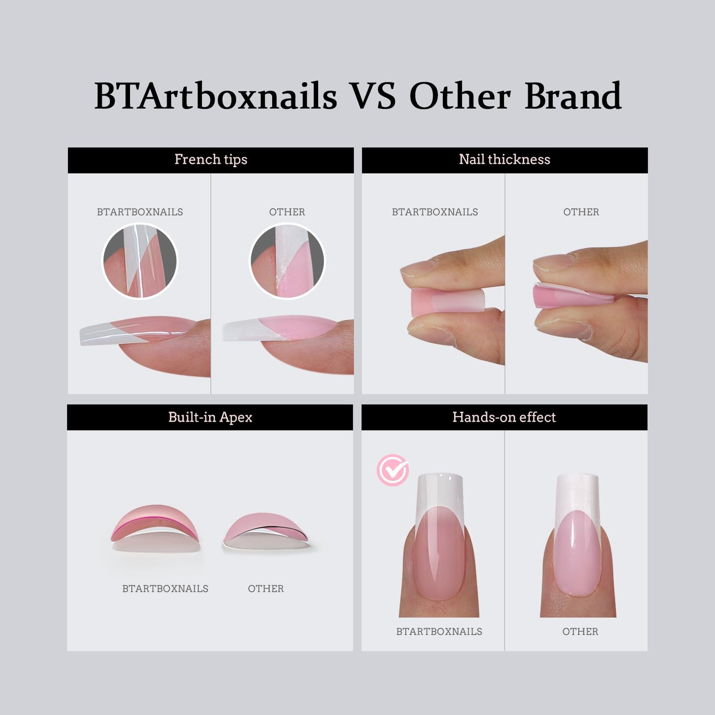 BTArtboxnails XCOATTIPS White French Tip Press On Nails, M Almond, Peach Beauty and Personal Care BTARTBOXNAILS