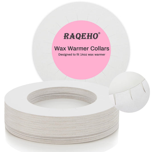 RAQEHO Wax Collars for Wax Pot - 50PCS Disposable Coated Paper Protective Clean Collar for 14oz Wax Warmer Melting Pot for Hair Removal Women Wax Bath Beauty and Personal Care RAQEHO