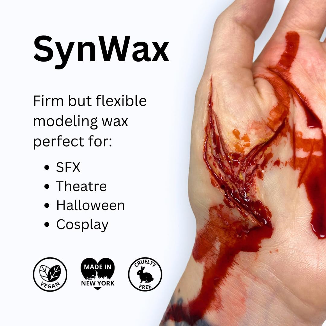 Mehron Makeup SynWax | Firm Modeling Wax for Special FX | Scar Wax SFX Makeup For Fake Scars, Fake Wounds, & Halloween Effects | Made in the USA