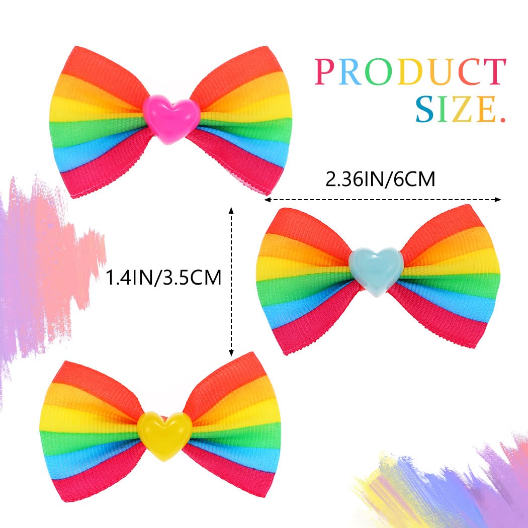 Jeairts Rainbow Bow Clips Colorful Pride Day Hair Pins Cute Bow-knot Lgbtq Hair Accessories for Women(3 IN 1)