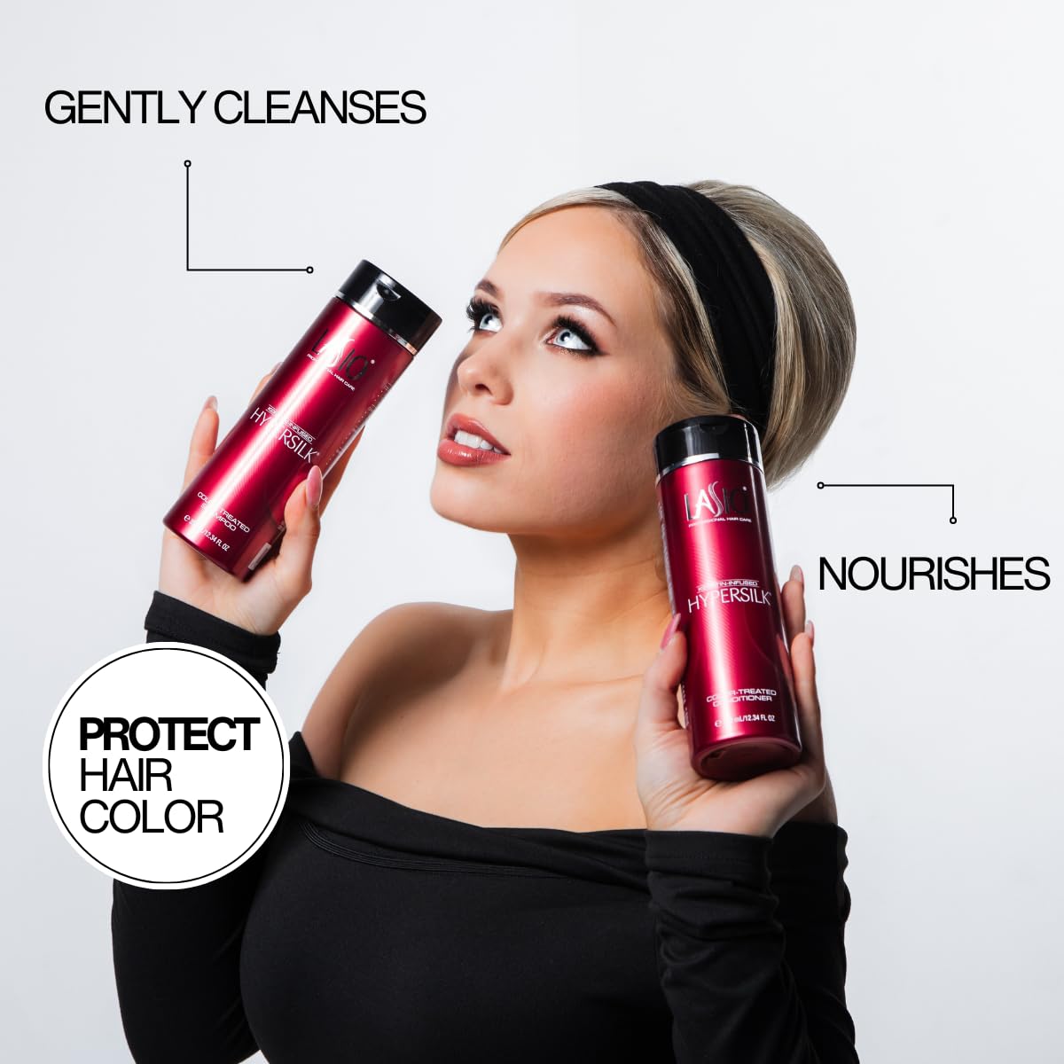 Lasio Keratin-Infused Hypersilk Color Treated Shampoo and Conditioner Set - 12.34 Fl. Oz - Color Treated Hair Shampoo and Deep Conditioner for Dry