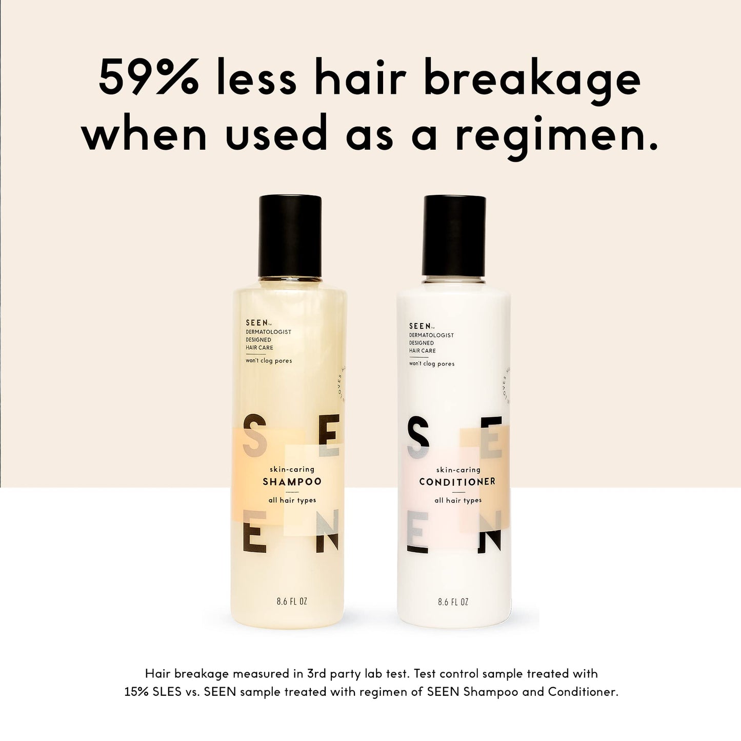 SEEN Travel Trio, Scented - Non-Comedogenic Blow-Out Hair Cream, Shampoo & Conditioner Set - Dermatologist-Developed- Reduces Frizz- Heat Protectant