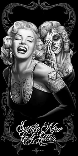 Black Chicano Marilyn Monroe Smile Now Cry Later Beach Towel