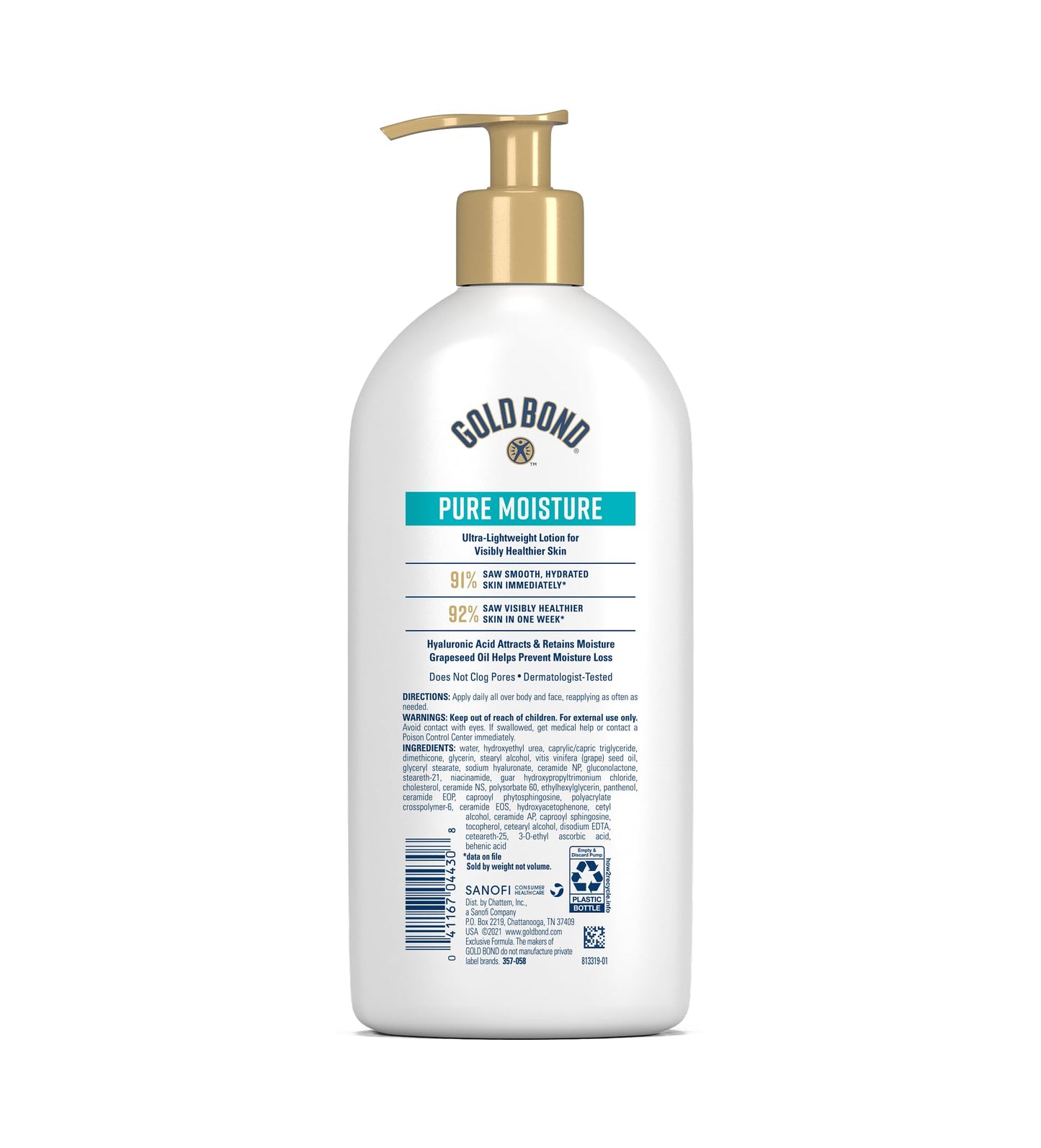 Gold Bond Pure Moisture Lotion, 14 oz., Ultra-lightweight Daily Body & Face Lotion for Dry Skin